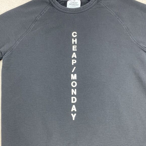 Cheap Monday Stockholm Pullover Men Size Large Black Long Sleeve Logo Crew - Picture 5 of 15